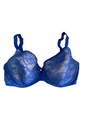 Wacoal Womens Lace Finesse T-Shirt Bra 36G Blue Low Plunge Underwire NWOT
